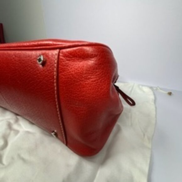 Kate Spade New York "Tomato" Red Pebbled Leather Satchel – Striped Lining - Picture 5 of 11